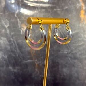 Double Hoop Tri-Colored Earrings
